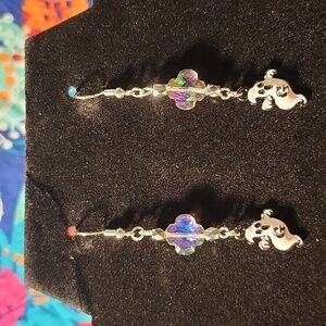 Black & White G Ghost Hook Earrings